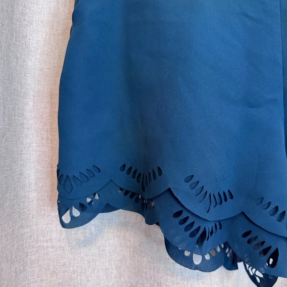 LC Lauren Conrad Teal High Waist Scalloped Shorts - Picture 2 of 16